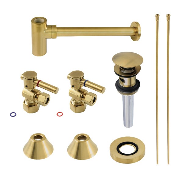 Plumbing Sink Trim Kit with Bottle Trap and Overflow Drain, Brushed Brass